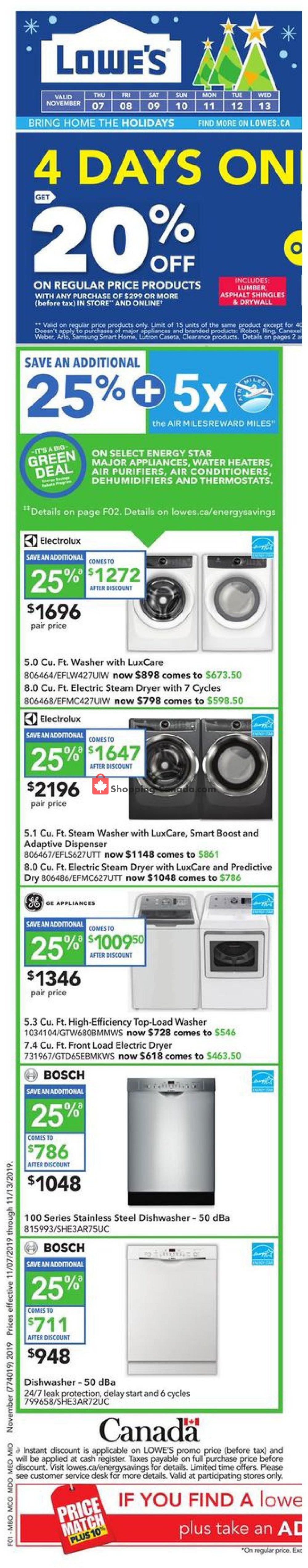 Lowe's flyer from Thursday November 7, 2019 to Wednesday November 13, 2019 - page 1