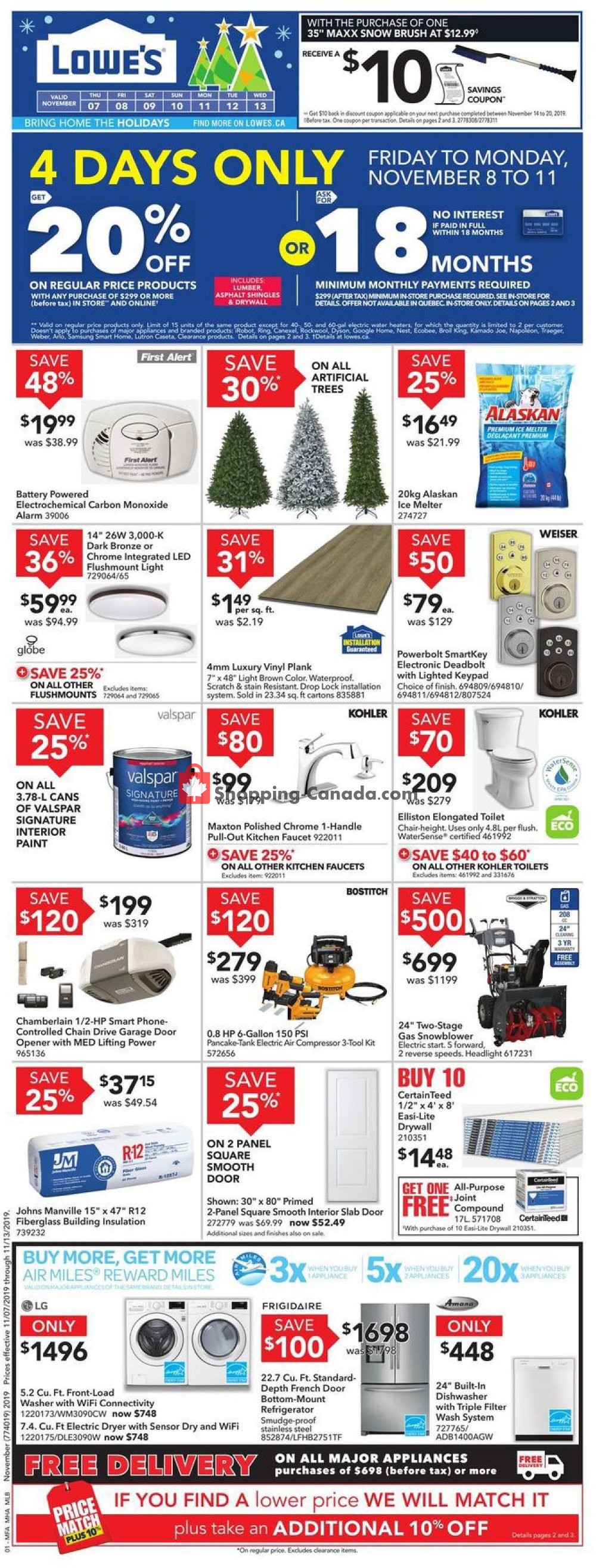 Lowe's flyer from Thursday November 7, 2019 to Wednesday November 13, 2019 - page 1