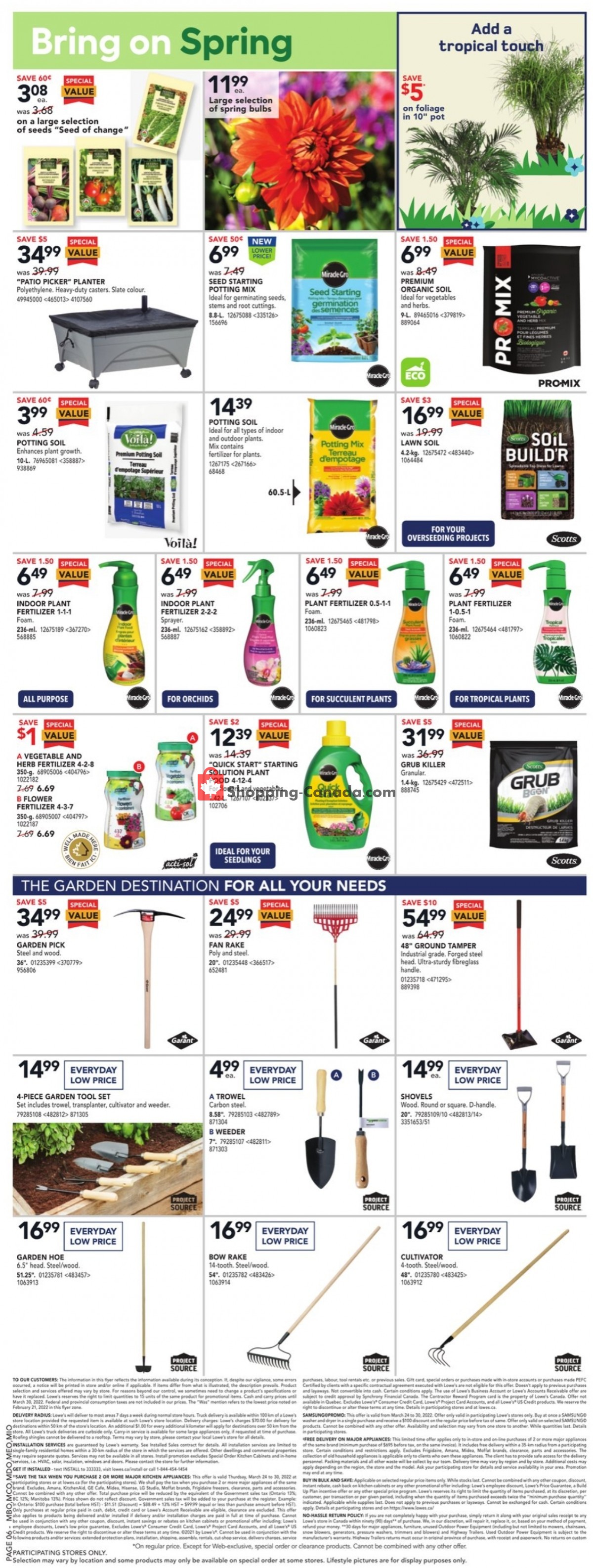 Lowe's Canada, flyer (Spring Fest 2022) March 24 March 30, 2022