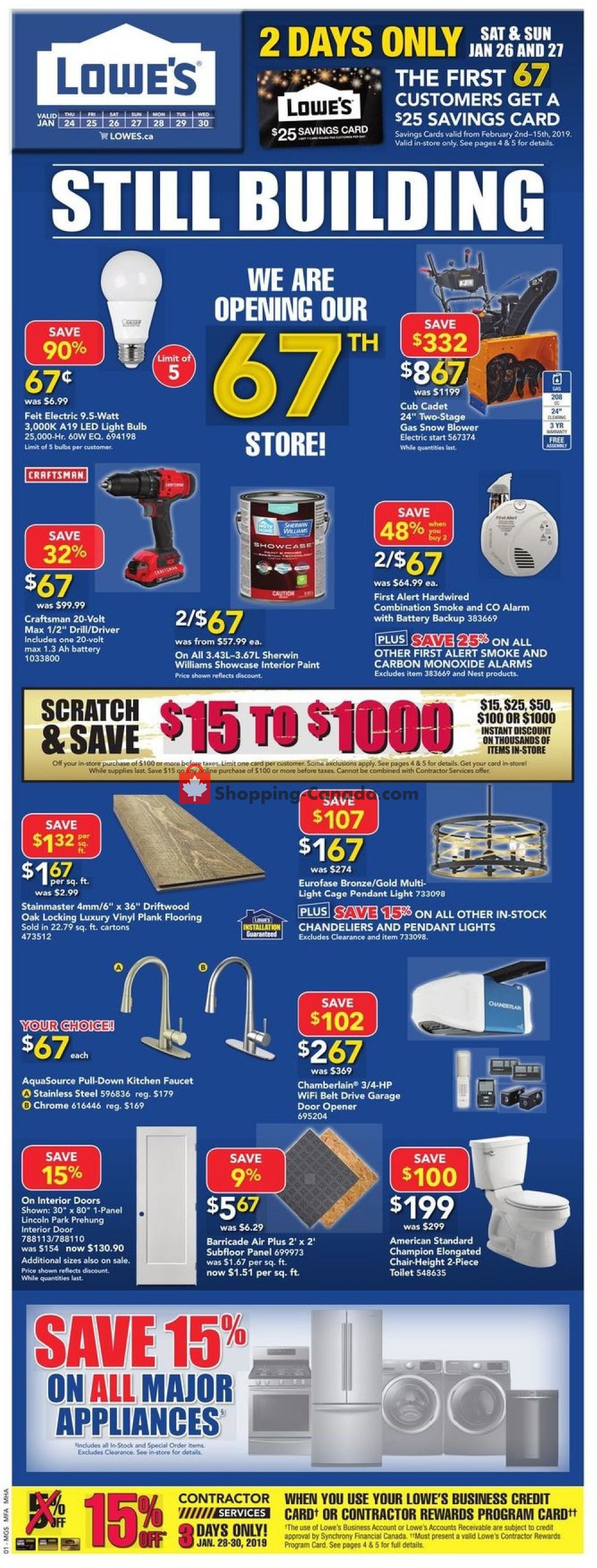 Lowe's Canada, flyer (Still Building West) January 24 January 30