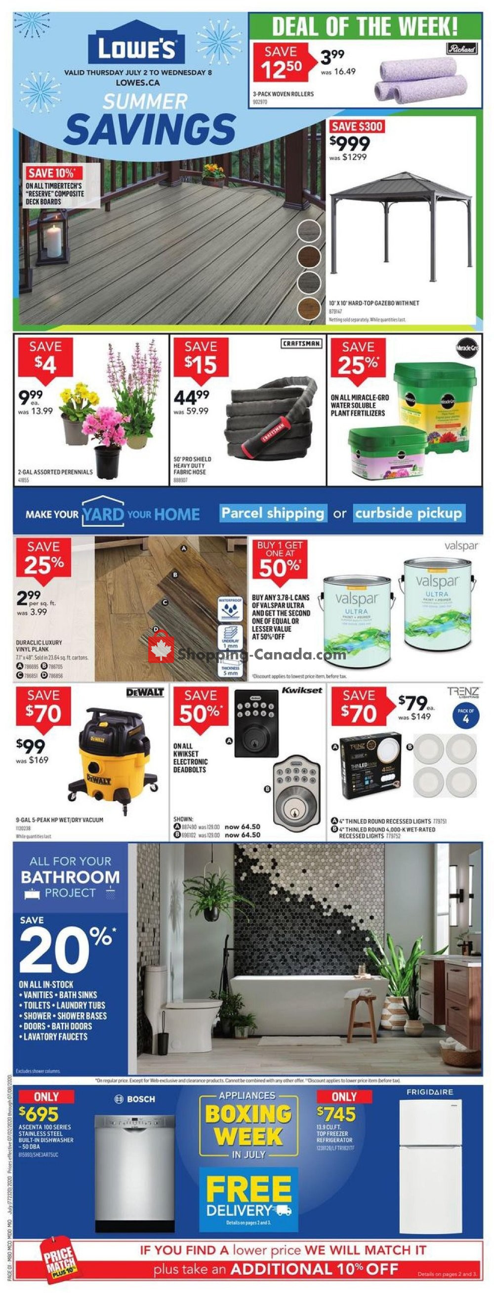 Lowe's flyer from Thursday July 2, 2020 to Wednesday July 8, 2020 - page 1