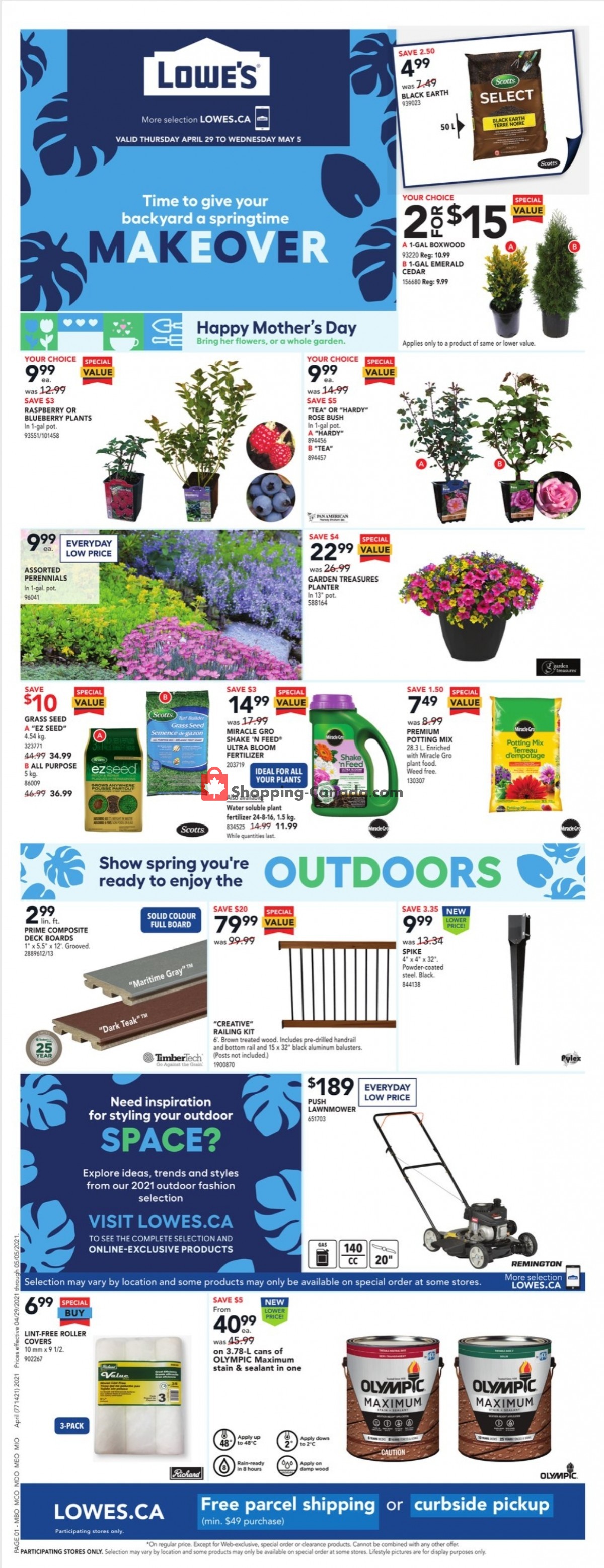 Lowe's flyer from Thursday April 29, 2021 to Wednesday May 5, 2021 - page 1