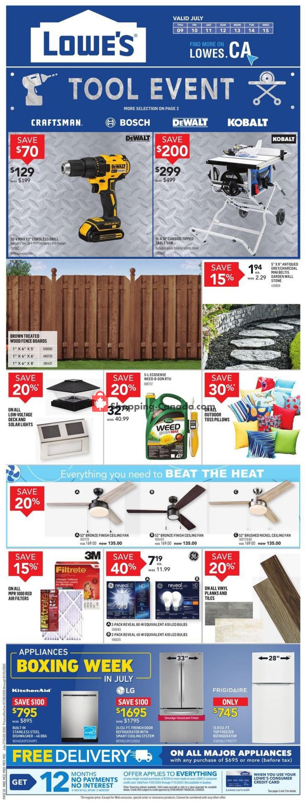 Lowe's flyer from Thursday July 9, 2020 to Wednesday July 15, 2020 - page 1