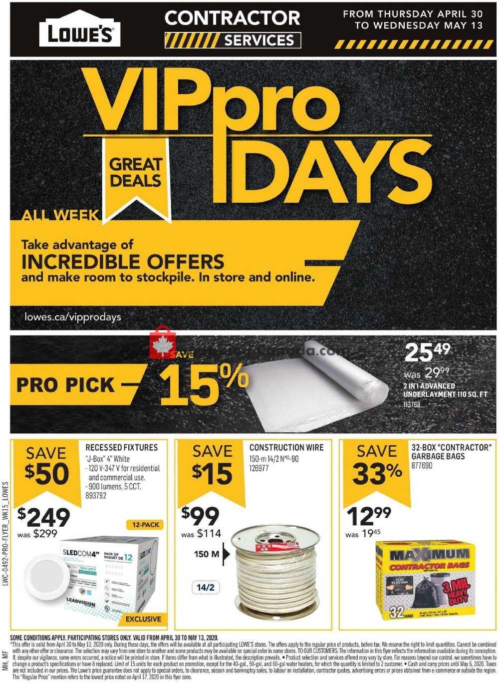 Lowe's Canada, flyer (Vip Pro Days) April 30 May 13, 2020