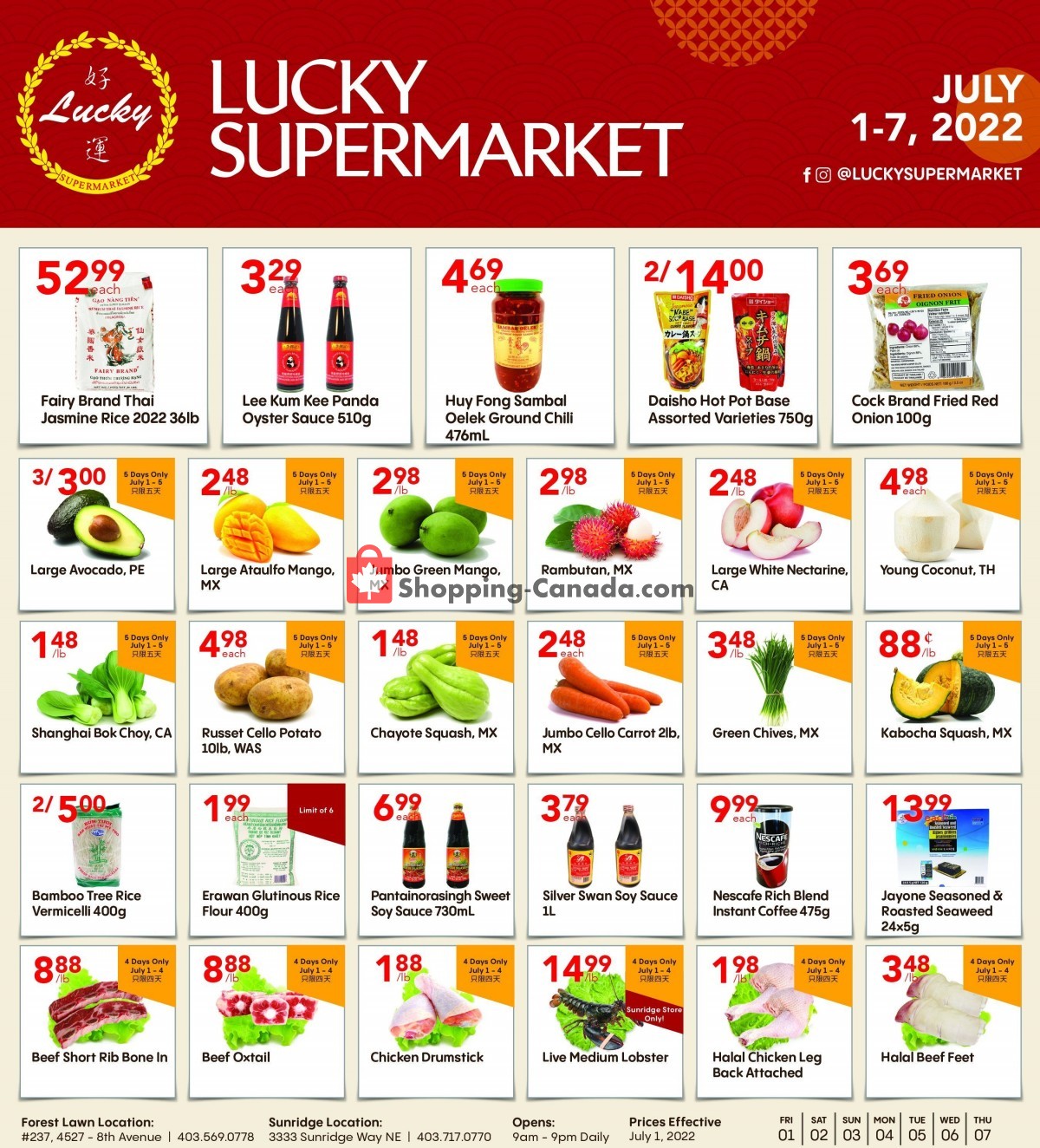 Lucky Supermarket Canada, flyer (Family Day Special Calgary) July