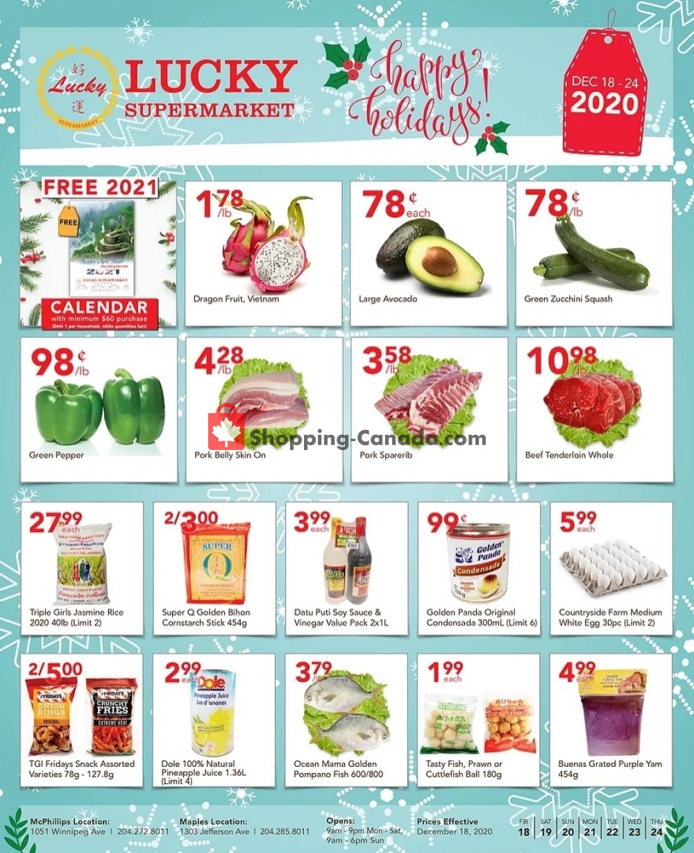 Lucky Supermarket flyer from Friday December 18, 2020 to Thursday December 24, 2020 - page 1