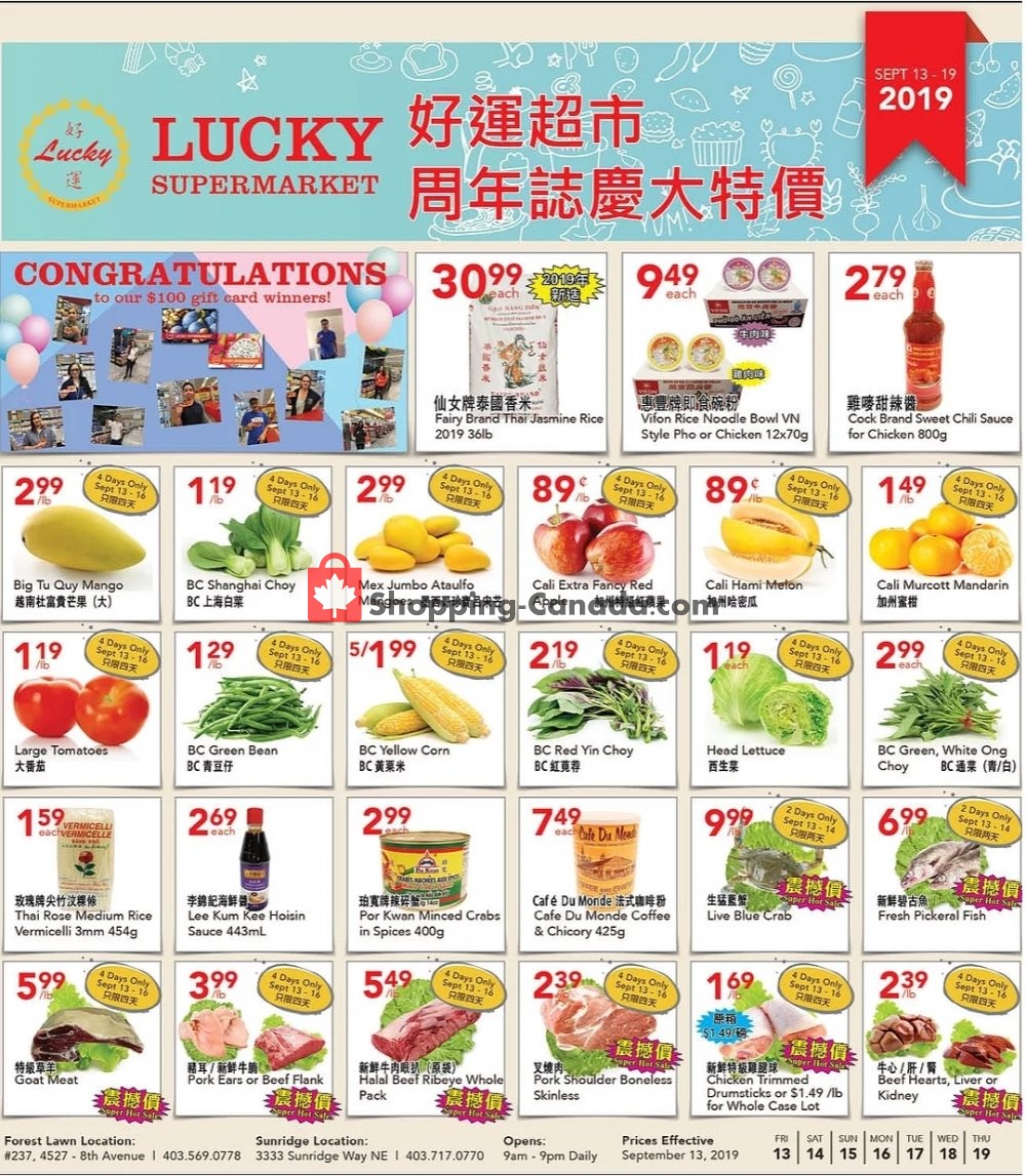 Lucky Supermarket flyer from Friday September 13, 2019 to Thursday September 19, 2019 - page 1