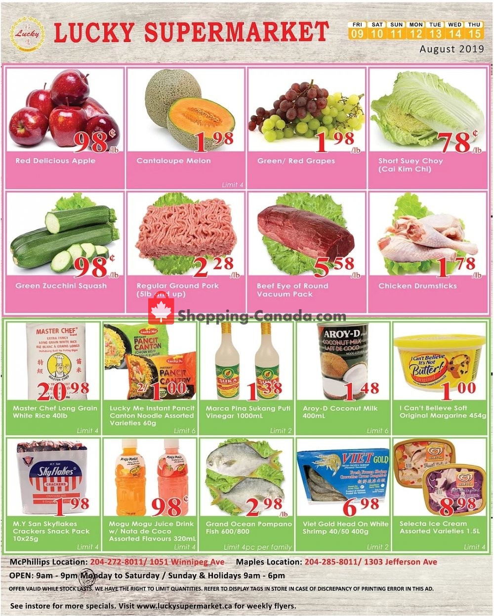 Lucky Supermarket flyer from Friday August 9, 2019 to Thursday August 15, 2019 - page 1