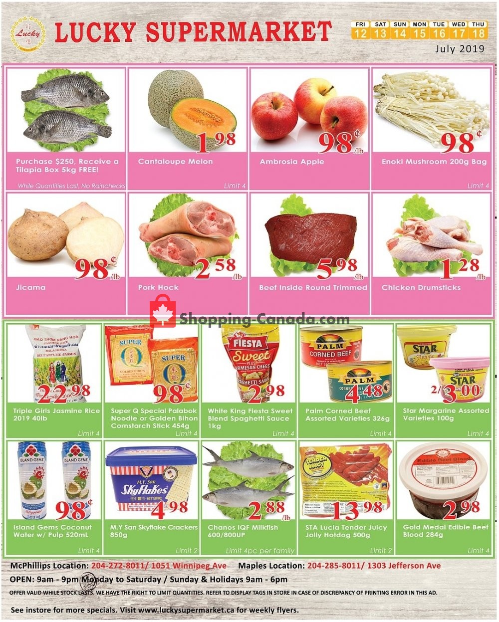 Lucky Supermarket flyer from Friday July 12, 2019 to Thursday July 18, 2019 - page 1