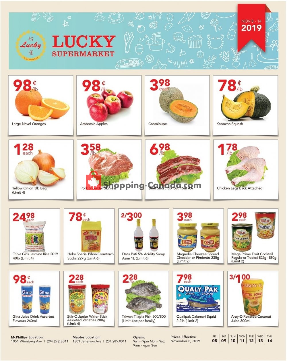 Lucky Supermarket flyer from Friday November 8, 2019 to Thursday November 14, 2019 - page 1