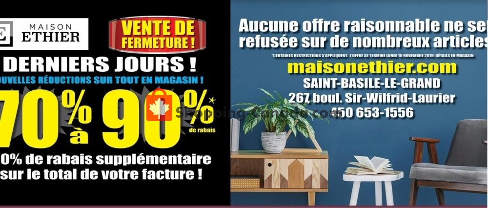 Maison Ethier flyer from Wednesday November 6, 2019 to Tuesday November 12, 2019 - page 1