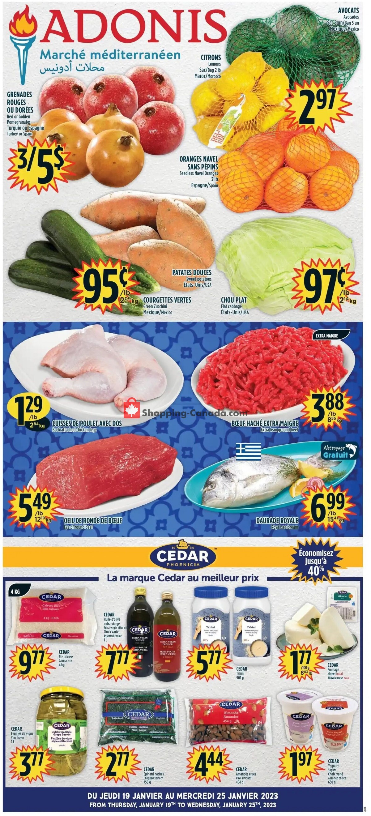 Marché Adonis flyer from Thursday January 19, 2023 to Wednesday January 25, 2023 - page 1