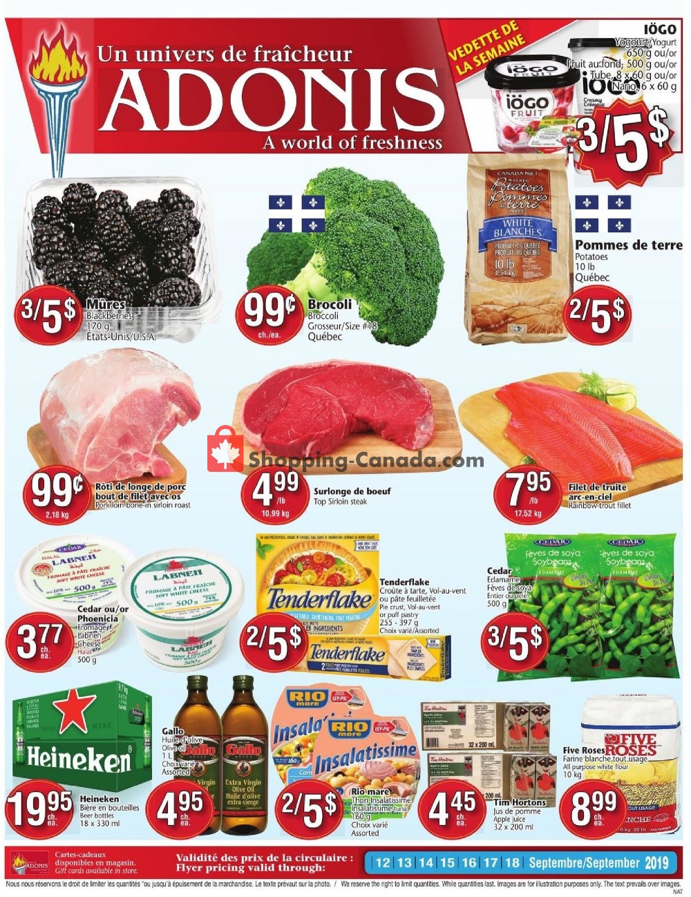 Marché Adonis flyer from Thursday September 12, 2019 to Wednesday September 18, 2019 - page 1