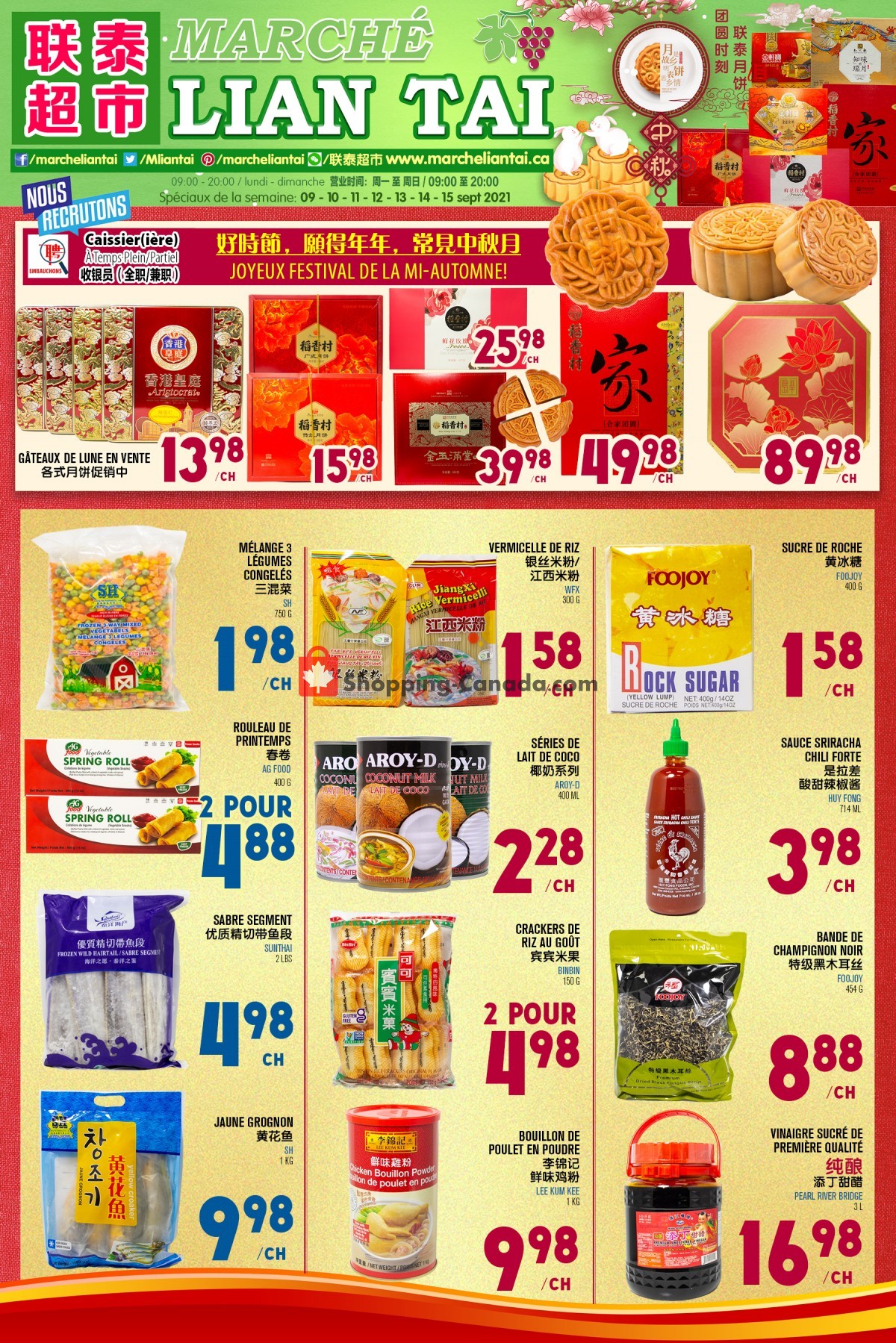 Marché Lian Tai flyer from Thursday September 9, 2021 to Wednesday September 15, 2021 - page 1