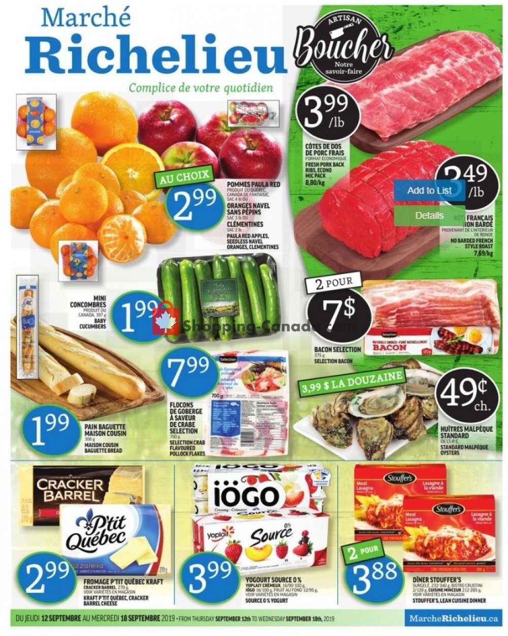 Marche Richelieu flyer from Thursday September 12, 2019 to Wednesday September 18, 2019 - page 1