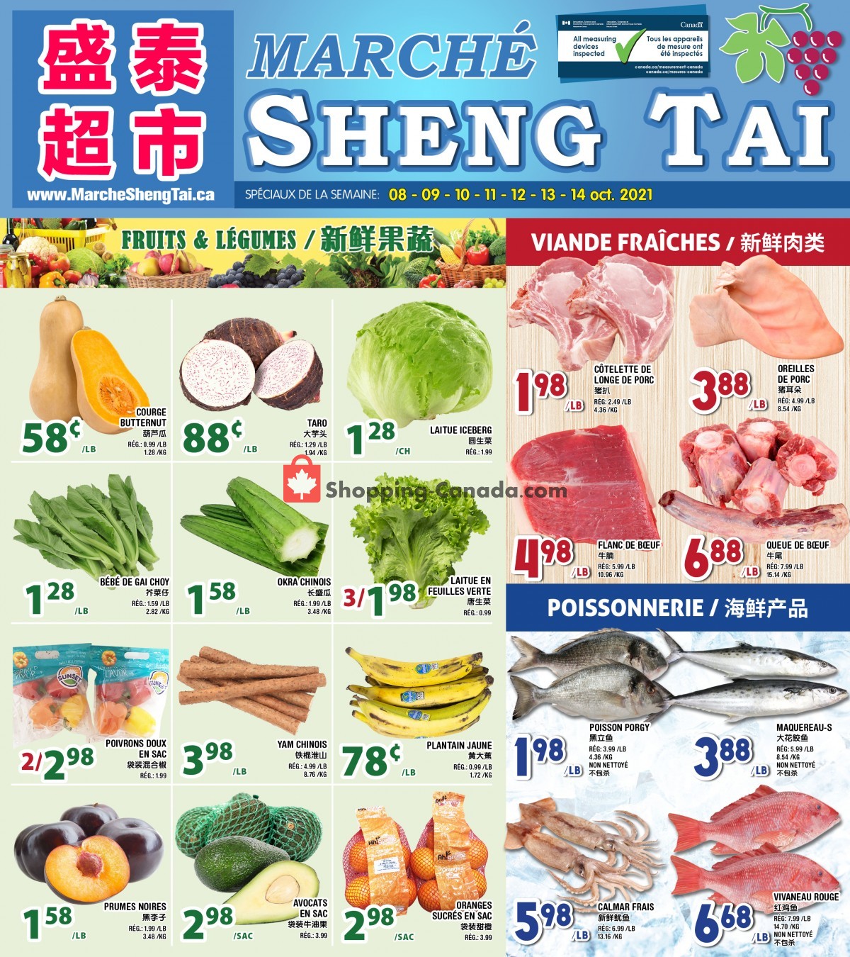 Marché Shengtai flyer from Friday October 8, 2021 to Thursday October 14, 2021 - page 1