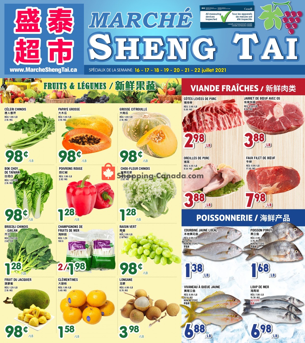 Marché Shengtai flyer from Friday July 16, 2021 to Thursday July 22, 2021 - page 1