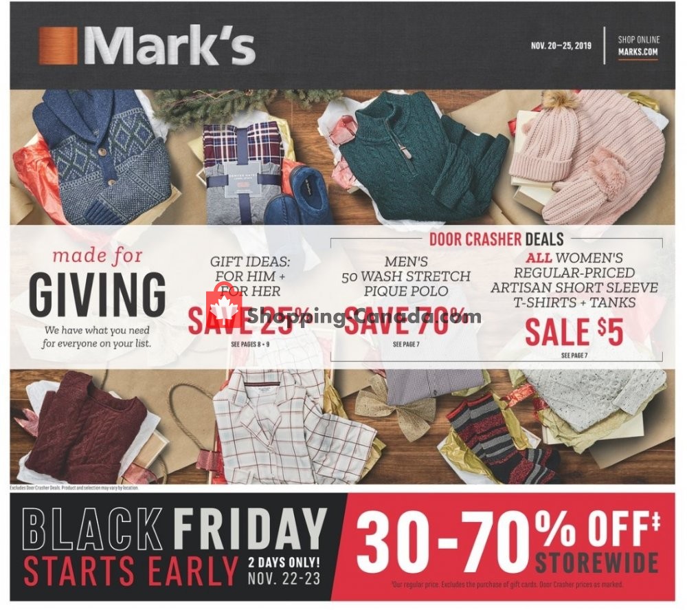 Mark's Work Wearhouse Canada, flyer (Black Friday Starts Early) November 20 November 25