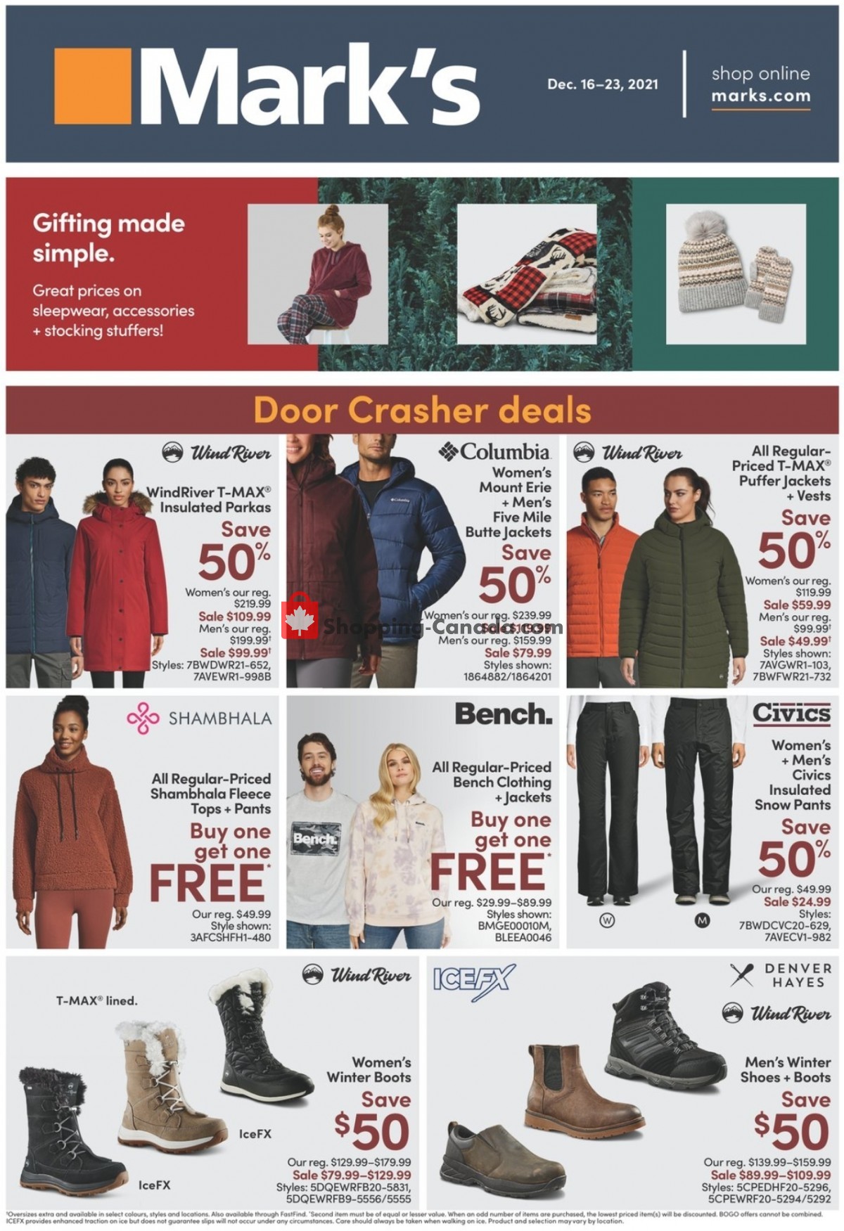 Mark's Work Wearhouse Canada, flyer (Door Crasher Deals) December 16 December 23, 2021
