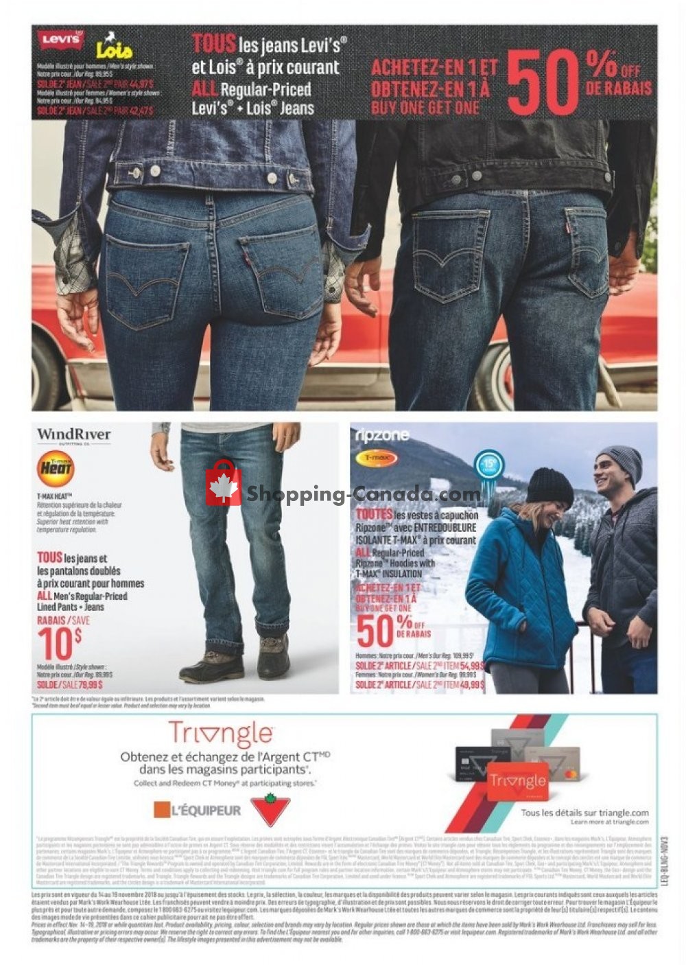 Mark's Work Wearhouse Canada, flyer (QC) November 14 November 19