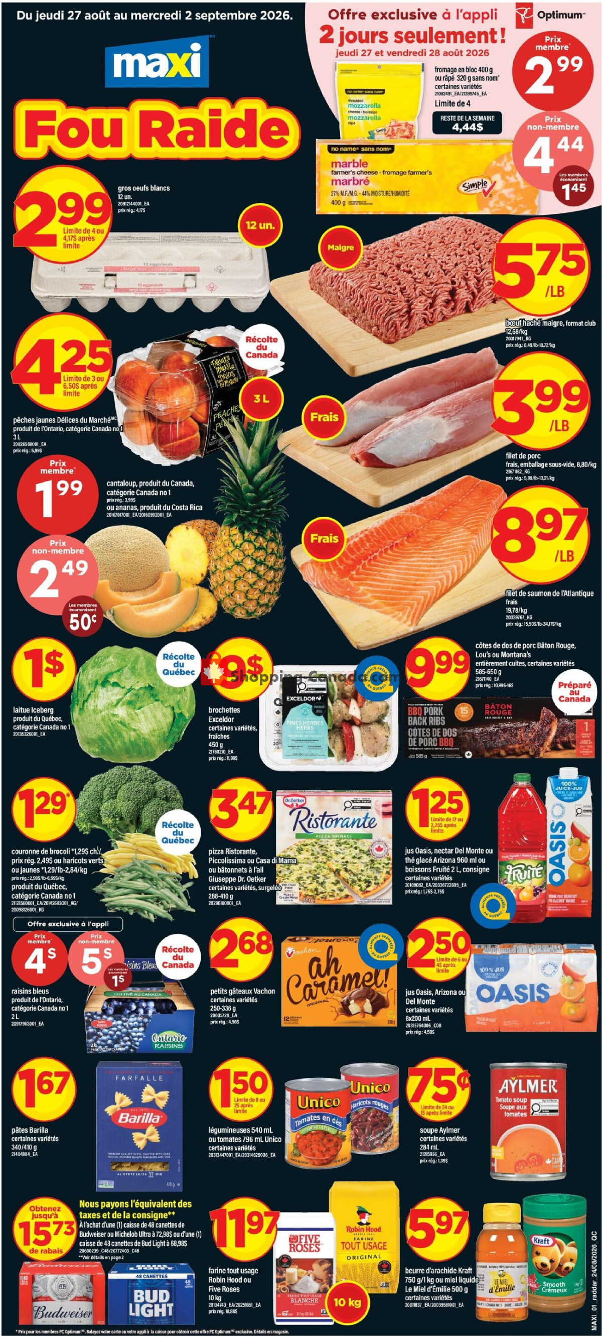 Maxi flyer from Thursday August 27, 2026 to Wednesday September 2, 2026 - page 1