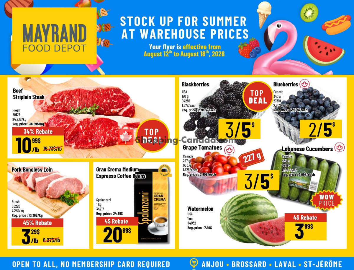 Mayrand flyer from Wednesday August 12, 2026 to Tuesday August 18, 2026 - page 1