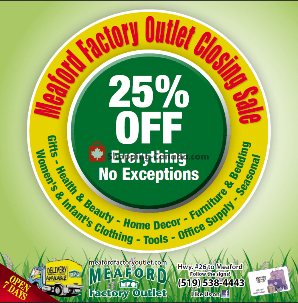 Meaford Factory Outlet flyer from Wednesday July 1, 2020 to Wednesday September 30, 2020 - page 1