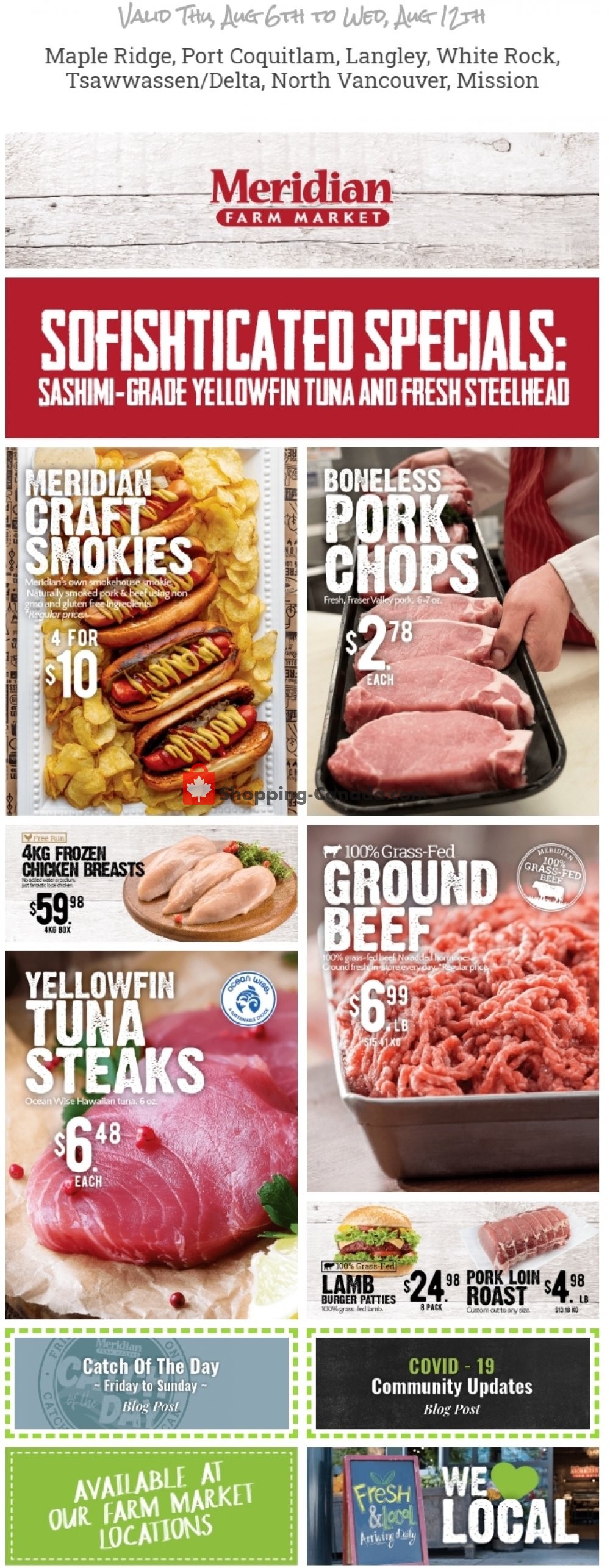 Meridian Meats & Meridian Farm Market flyer from Thursday August 6, 2020 to Wednesday August 12, 2020 - page 1