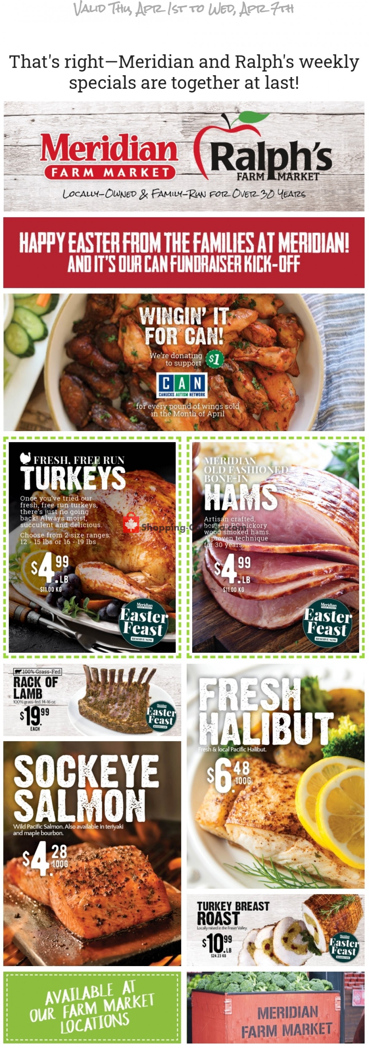 Meridian Meats & Meridian Farm Market flyer from Thursday April 1, 2021 to Wednesday April 7, 2021 - page 1