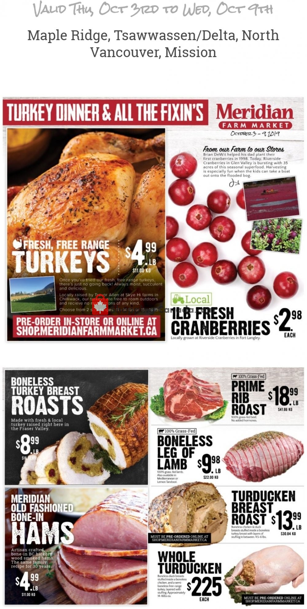 Meridian Meats & Meridian Farm Market flyer from Thursday October 3, 2019 to Wednesday October 9, 2019 - page 1