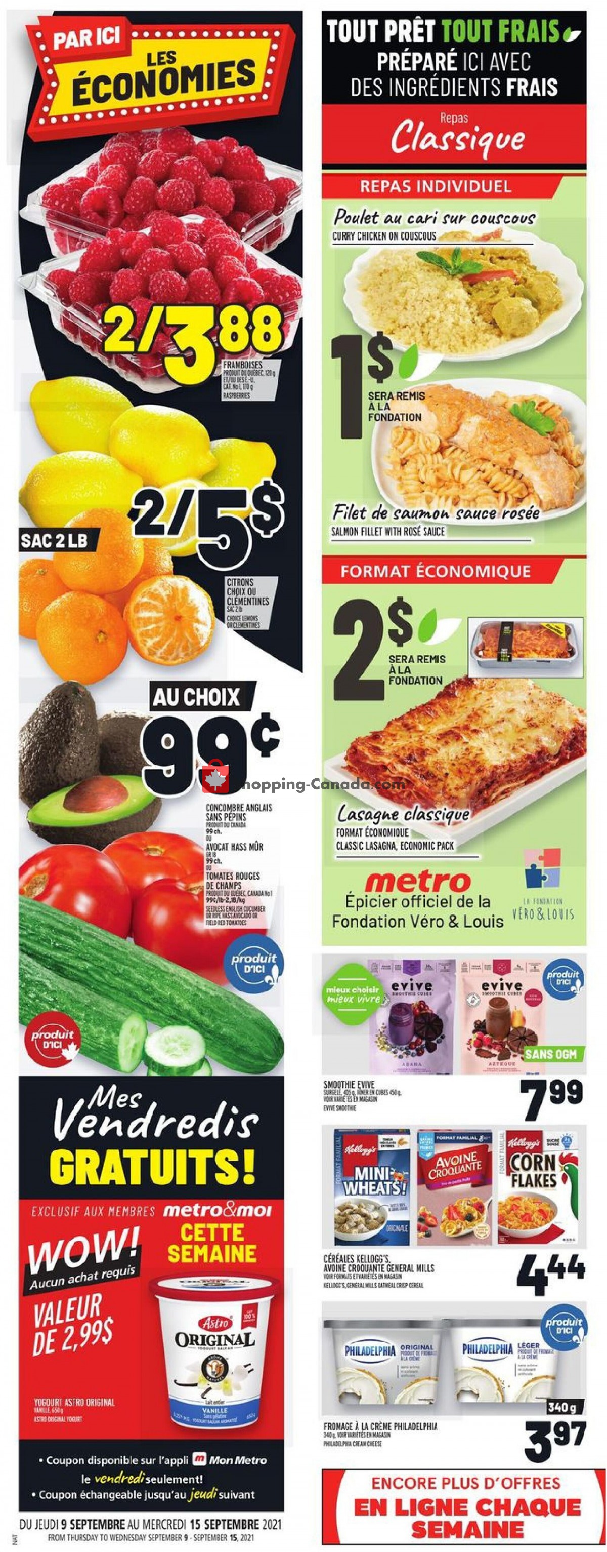 Metro flyer from Thursday September 9, 2021 to Wednesday September 15, 2021 - page 1