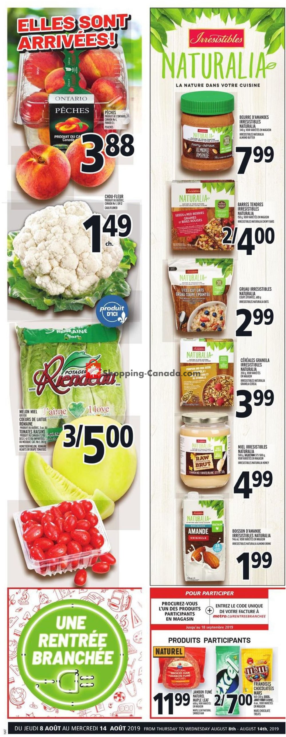 Metro flyer from Thursday August 8, 2019 to Wednesday August 14, 2019 - page 1