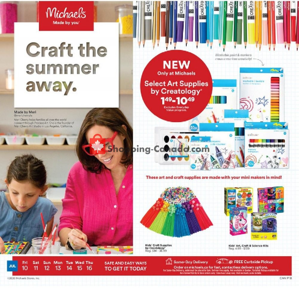 Michaels Canada, flyer (Craft The Summer Away) July 10 July 16