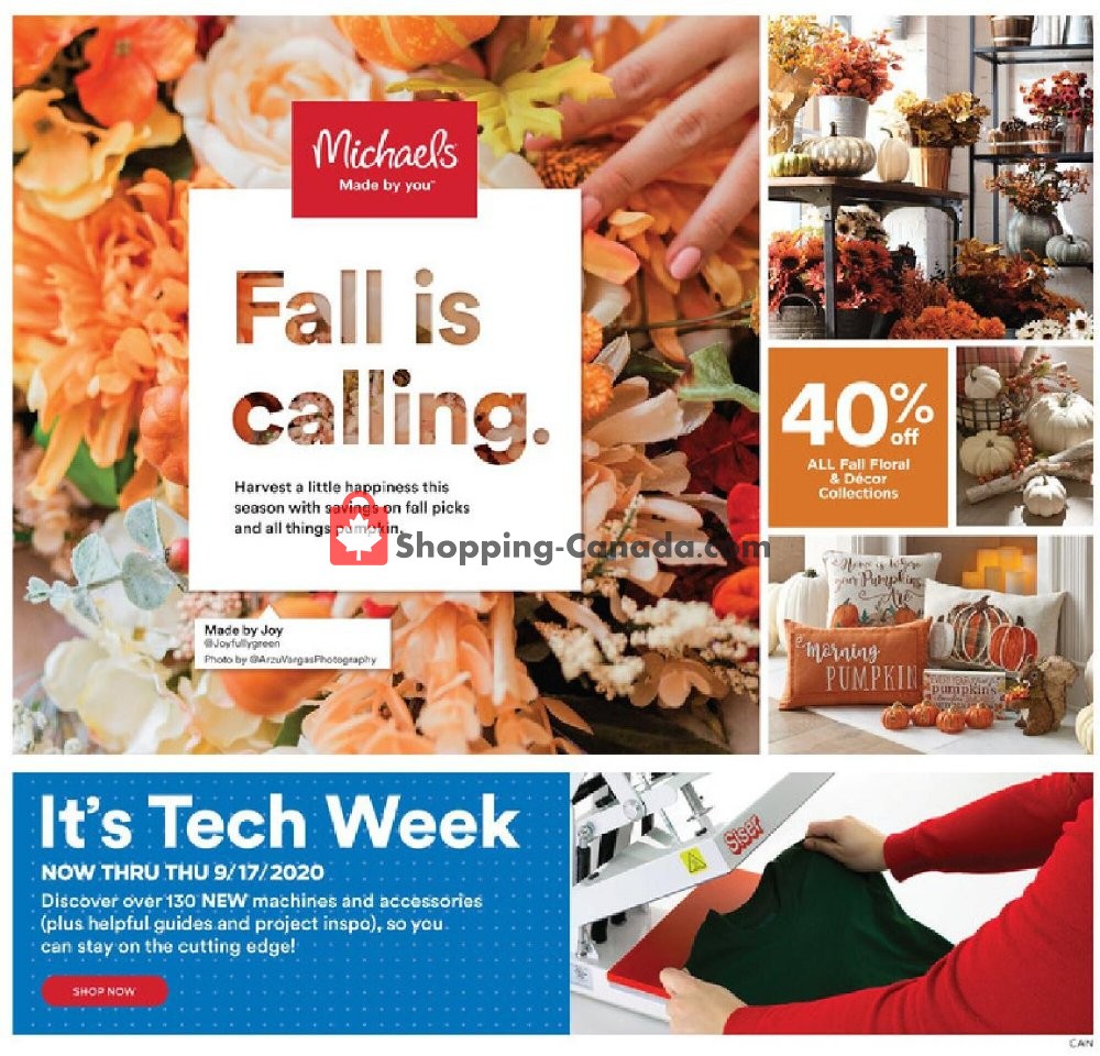 Michaels Canada, flyer (Fall Is Calling) September 11 September 17
