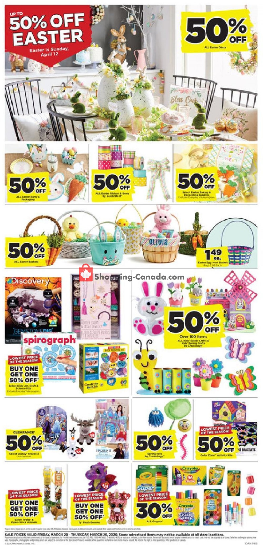 Michaels Canada, flyer (Lowest Prices Of The Season) March 20