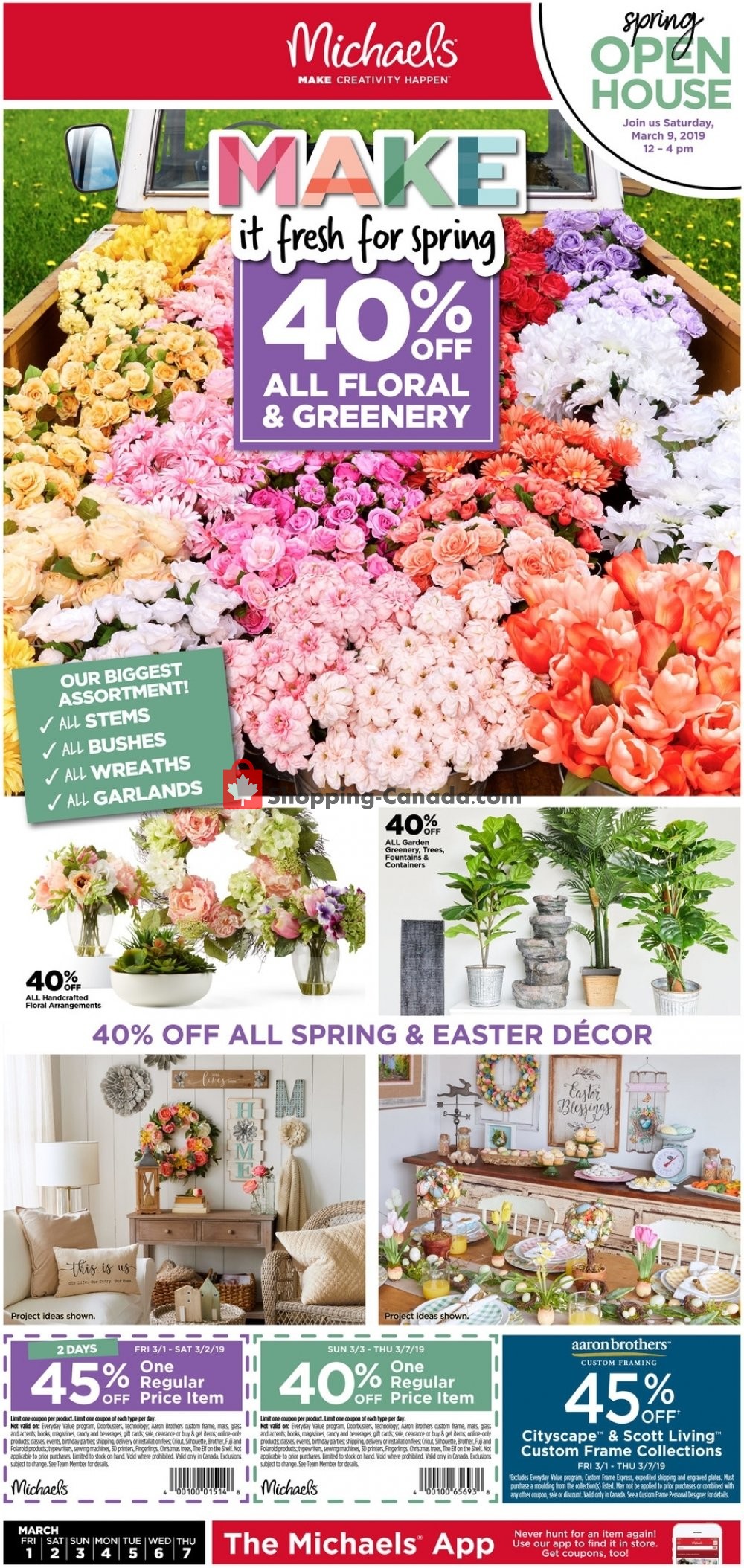Michaels Canada, flyer (Make it Fresh for Spring) March 1 March 7