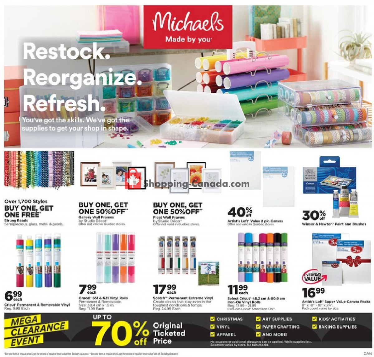 Michaels Canada, flyer (Mega Clearance Event) January 7 January 13