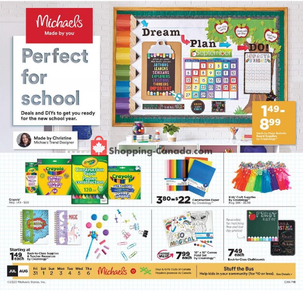 Michaels Canada, flyer (Perfect For School) July 31 August 6, 2020
