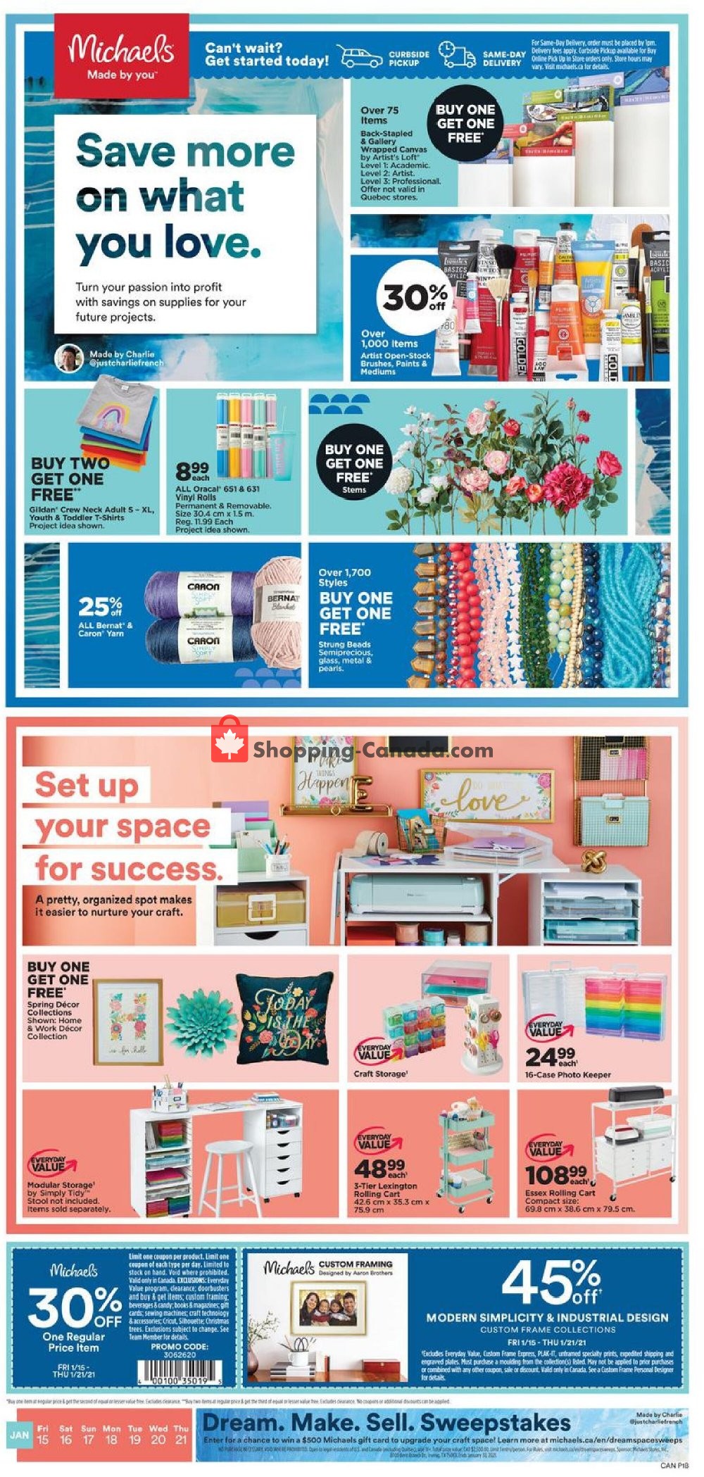 Michaels flyer from Friday January 15, 2021 to Thursday January 21, 2021 - page 1