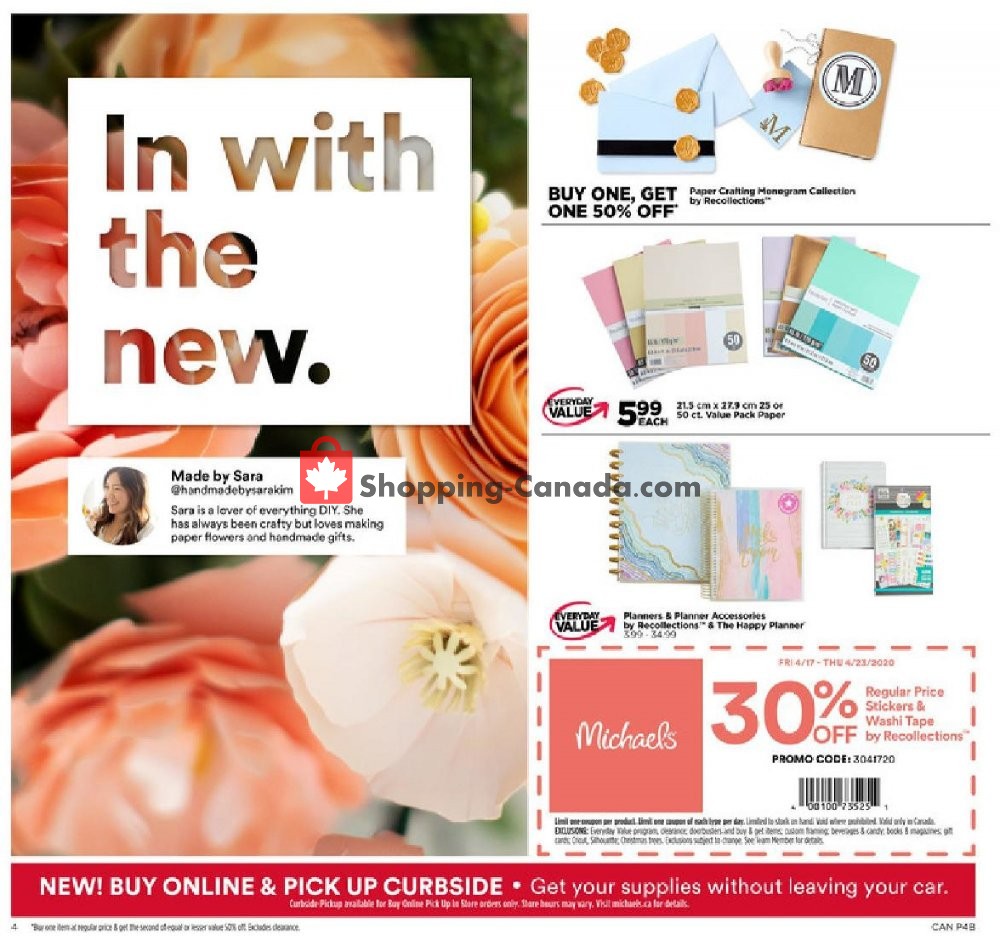 Michaels Canada, flyer (Special Offer) April 17 April 23, 2020