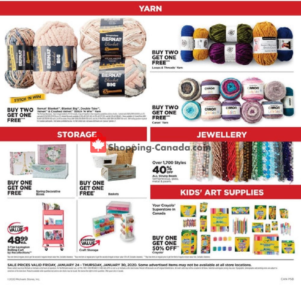 Michaels Canada, flyer (Special Offer) January 24 January 30, 2020 Shopping Canada