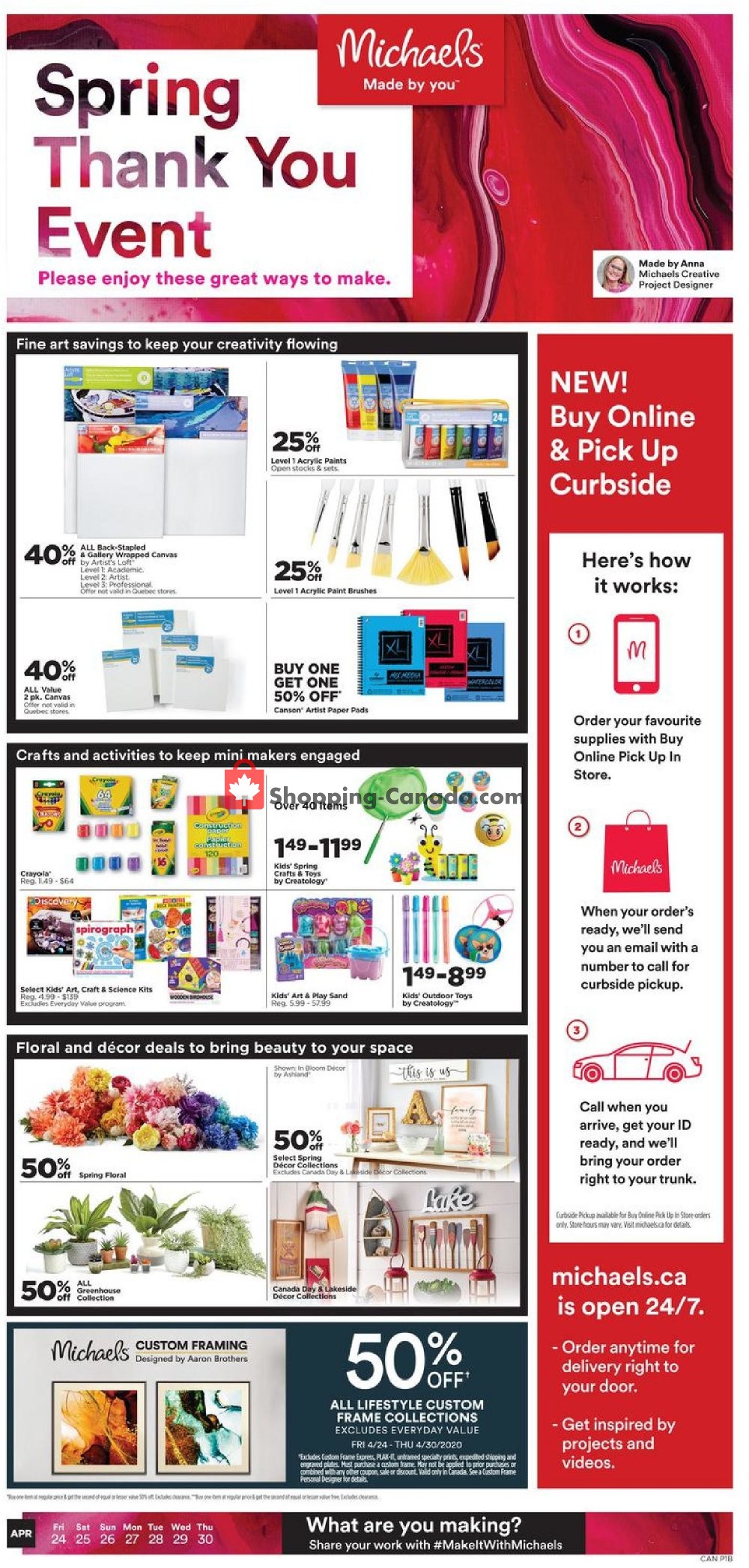 Michaels flyer from Friday April 24, 2020 to Thursday April 30, 2020 - page 1
