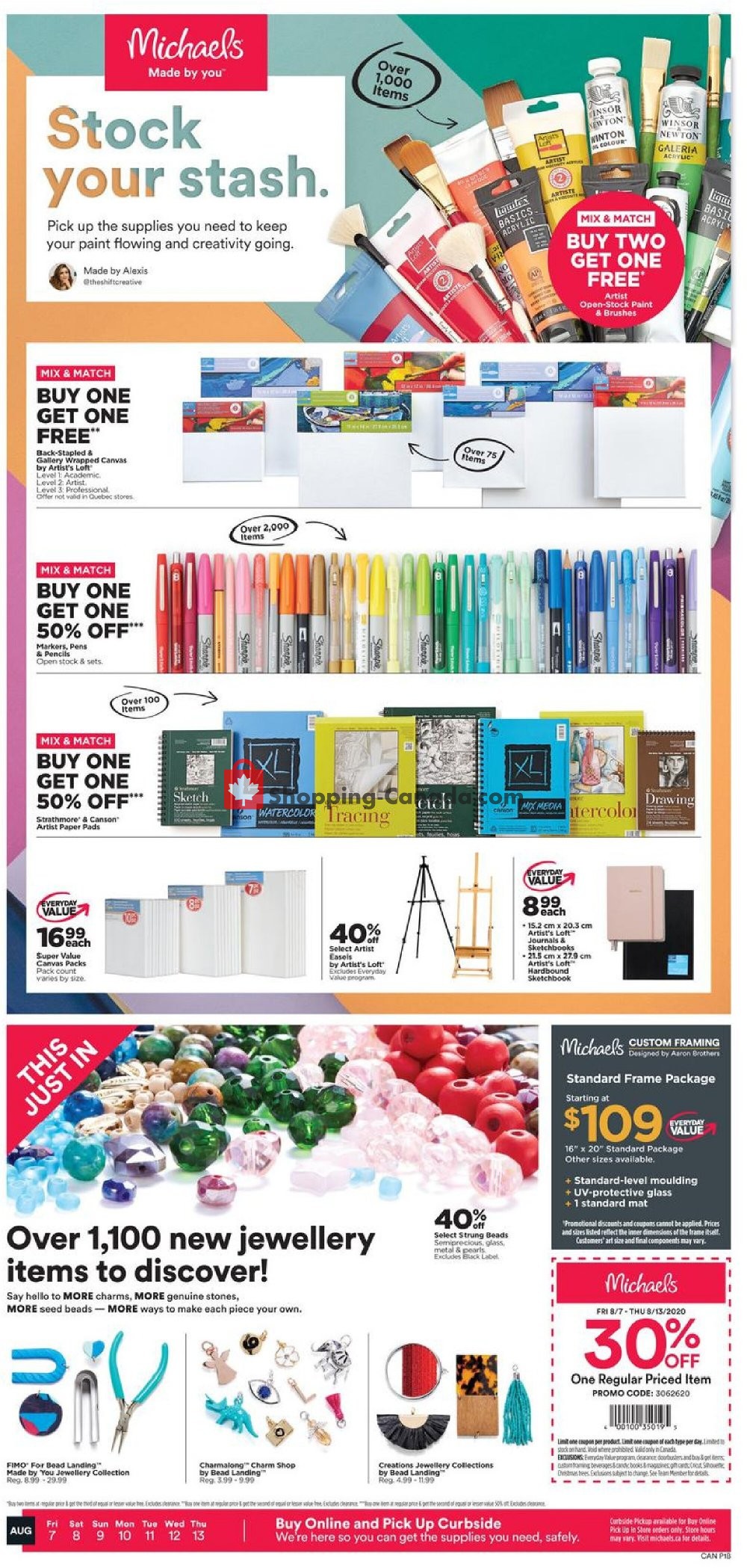 Michaels Canada, flyer (Stock Your Stash) August 7 August 13, 2020