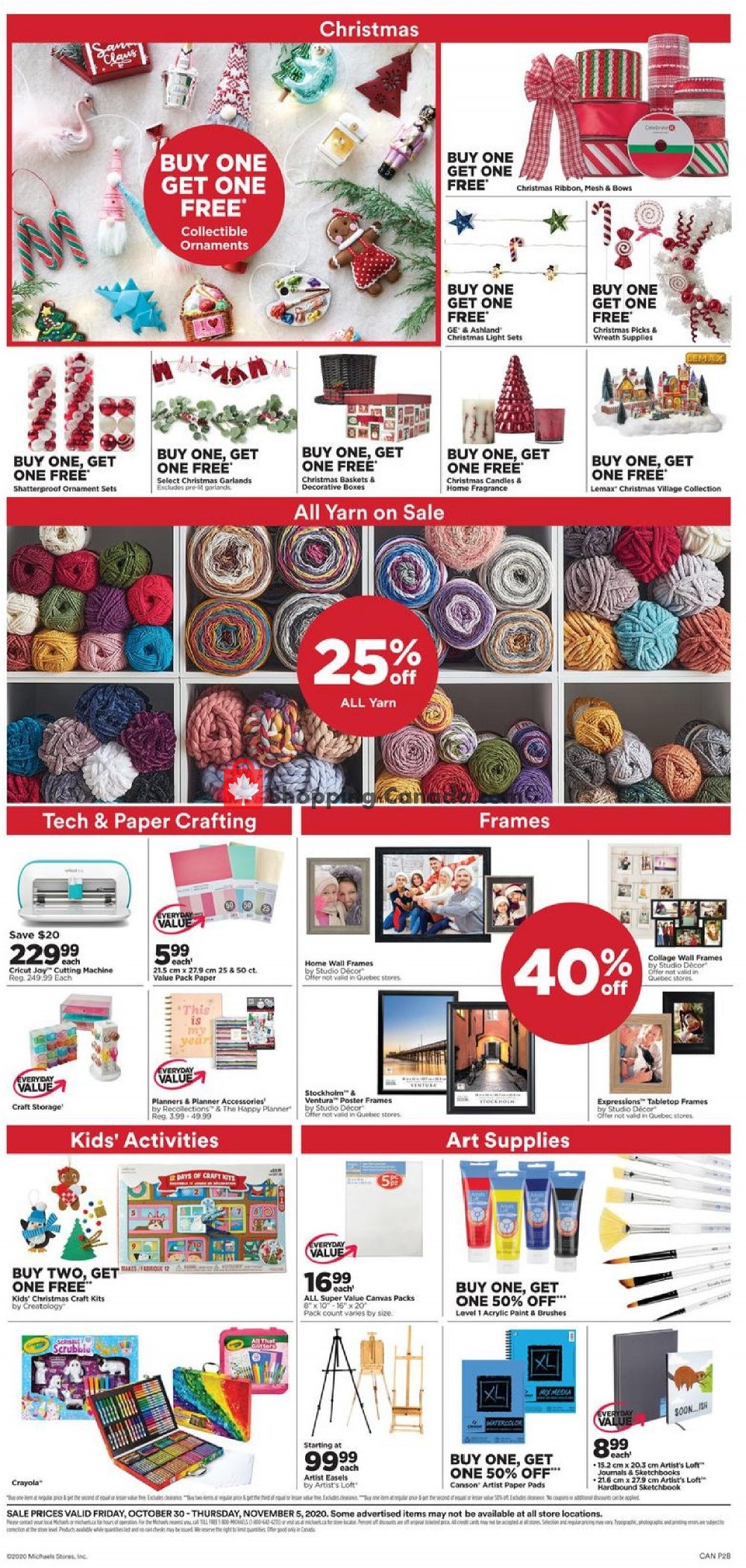 Michaels Canada, flyer (The Great Big Tree Spree) October 30