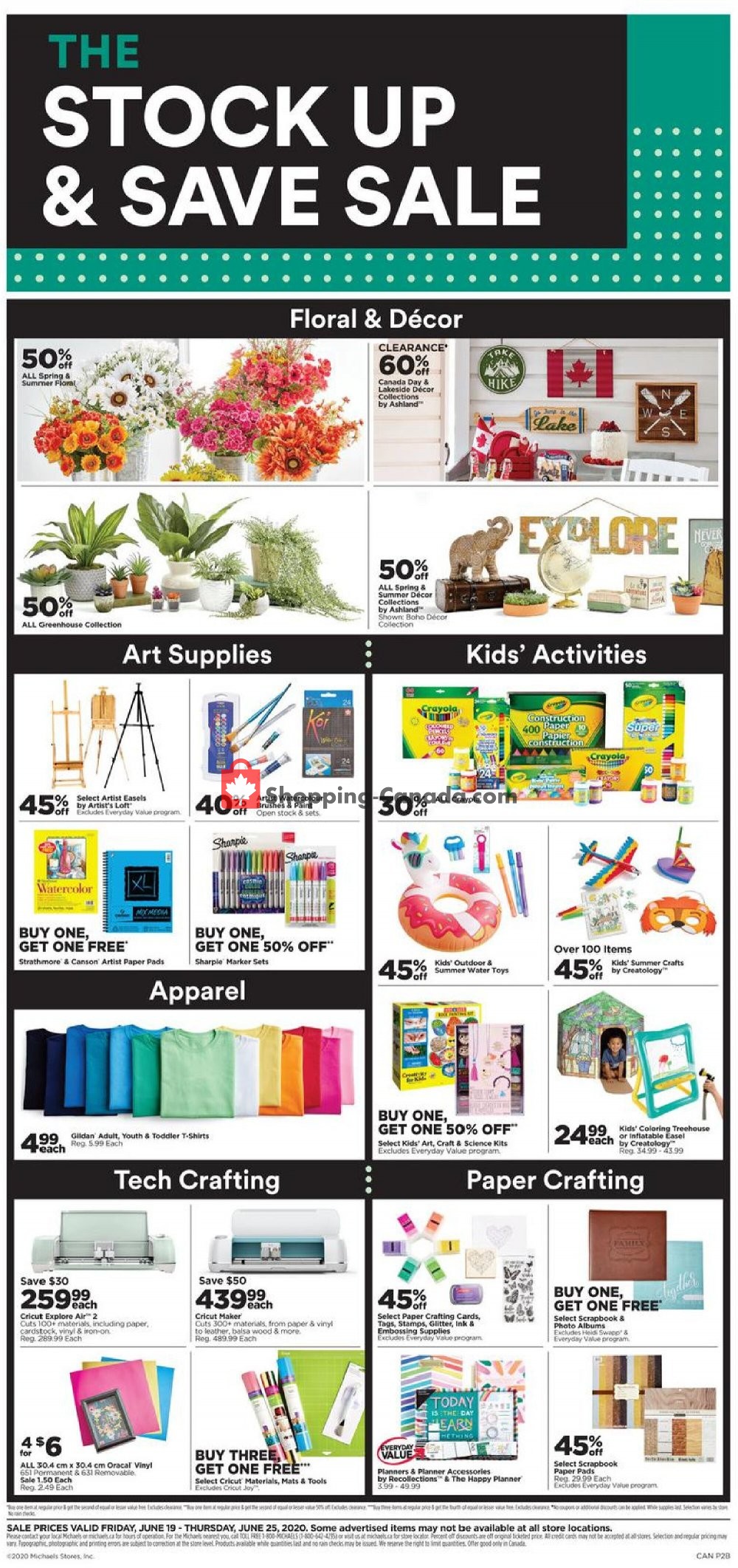 Michaels Canada, flyer (The Stock Up And Save Sale) June 19 June