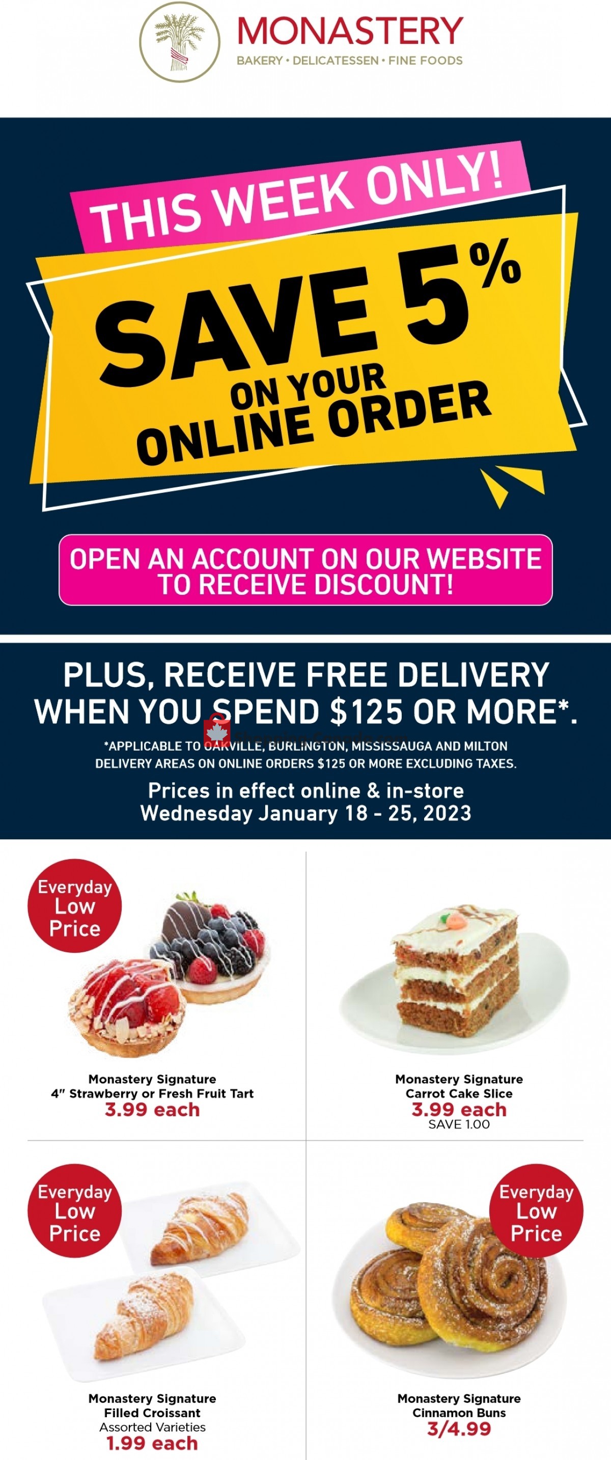 Monastery Bakery flyer from Wednesday January 18, 2023 to Wednesday January 25, 2023 - page 1