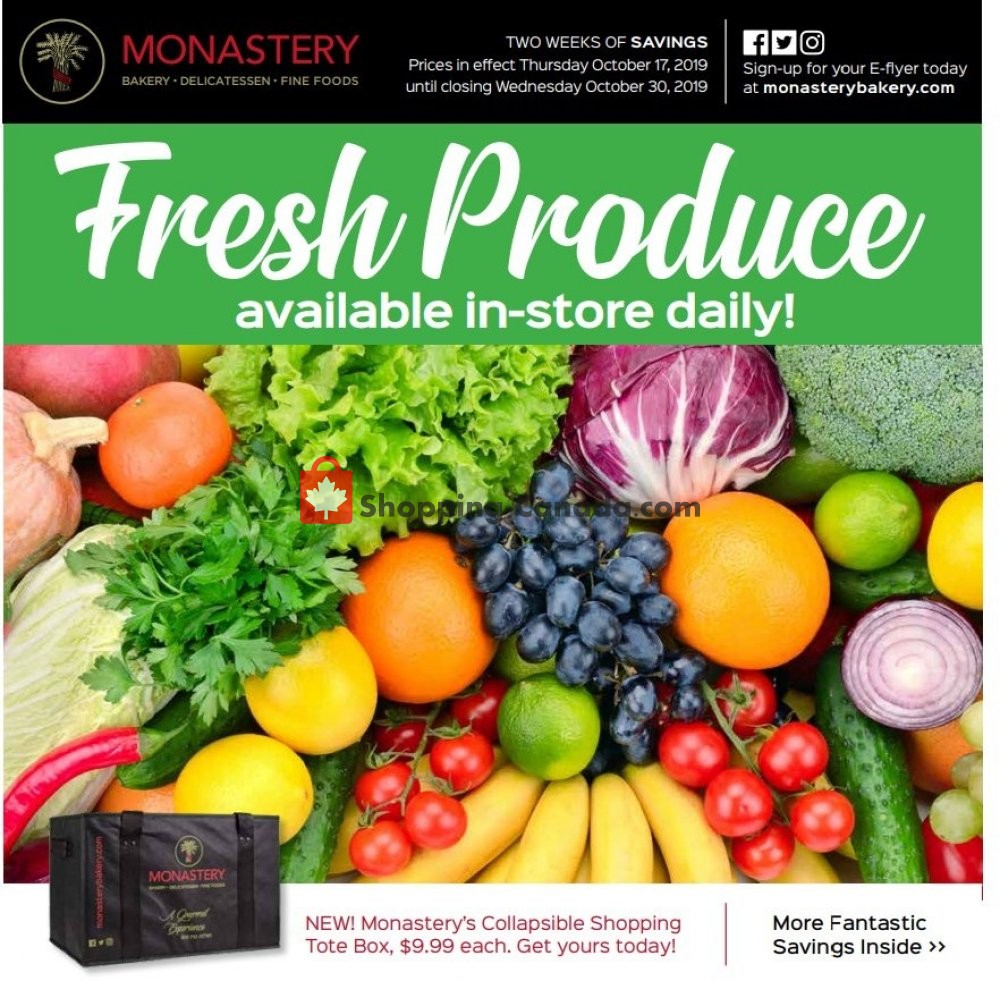 Monastery Bakery flyer from Thursday October 17, 2019 to Wednesday October 30, 2019 - page 1