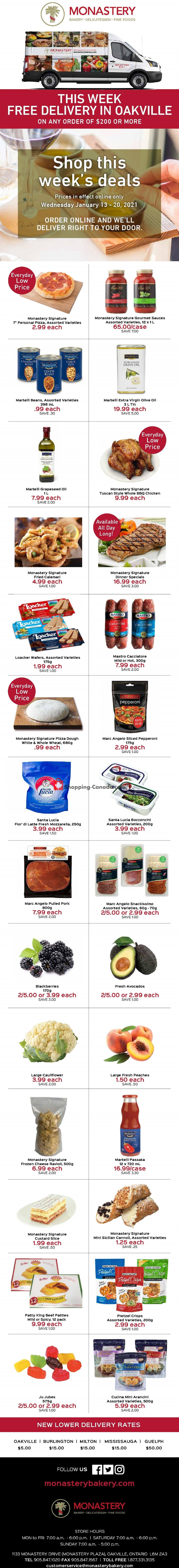 Monastery Bakery flyer from Wednesday January 13, 2021 to Wednesday January 20, 2021 - page 1