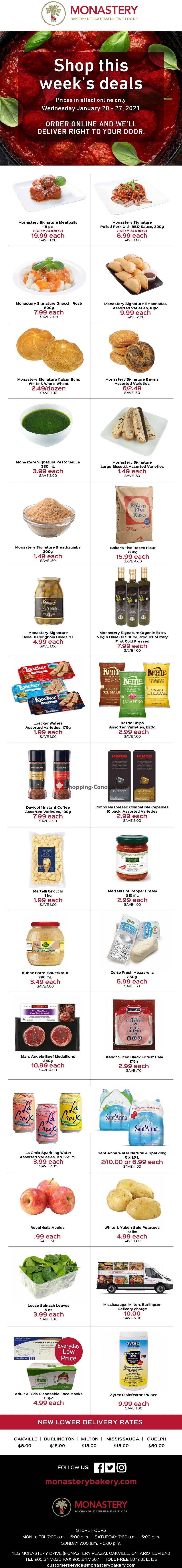 Monastery Bakery flyer from Wednesday January 20, 2021 to Wednesday January 27, 2021 - page 1