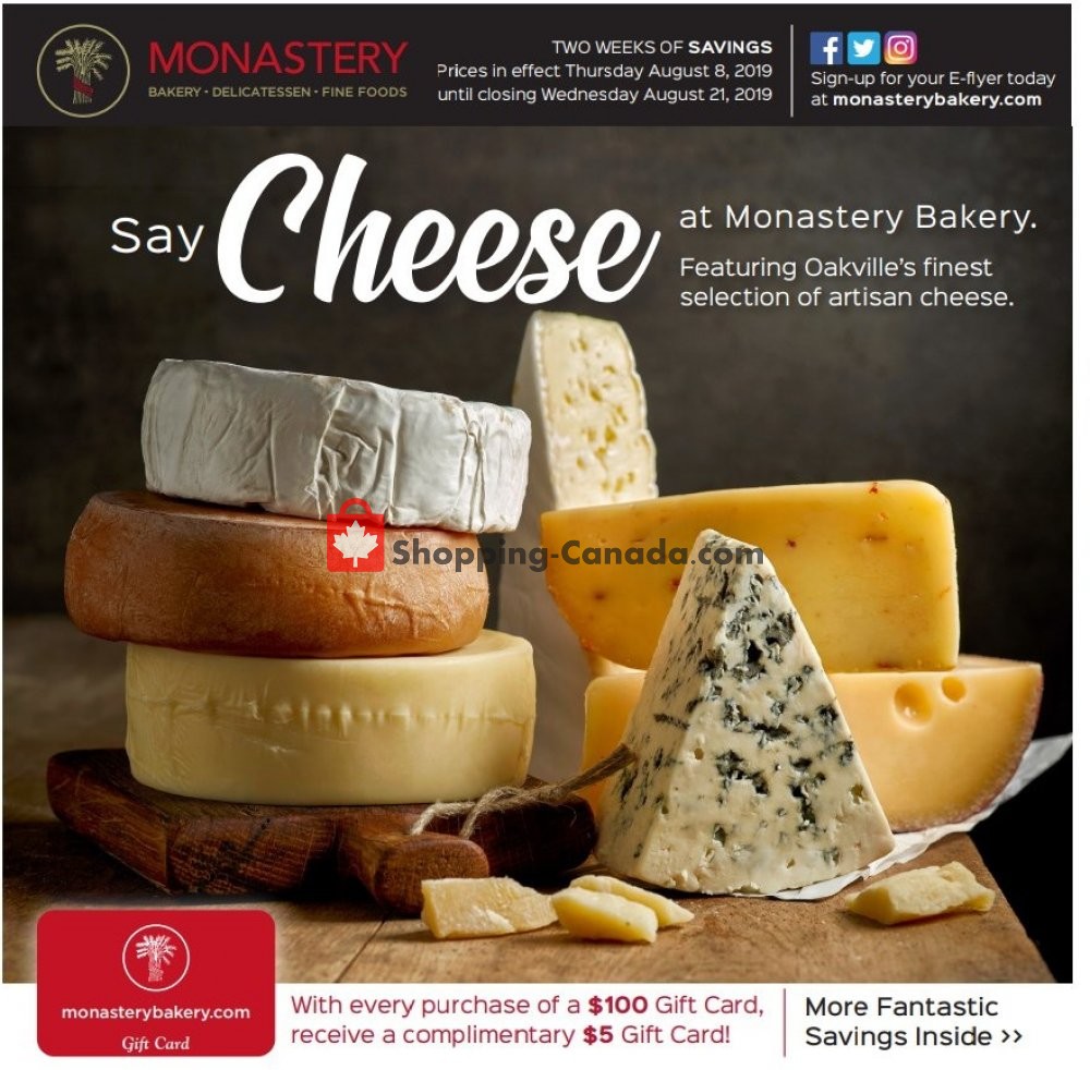 Monastery Bakery flyer from Thursday August 8, 2019 to Wednesday August 21, 2019 - page 1